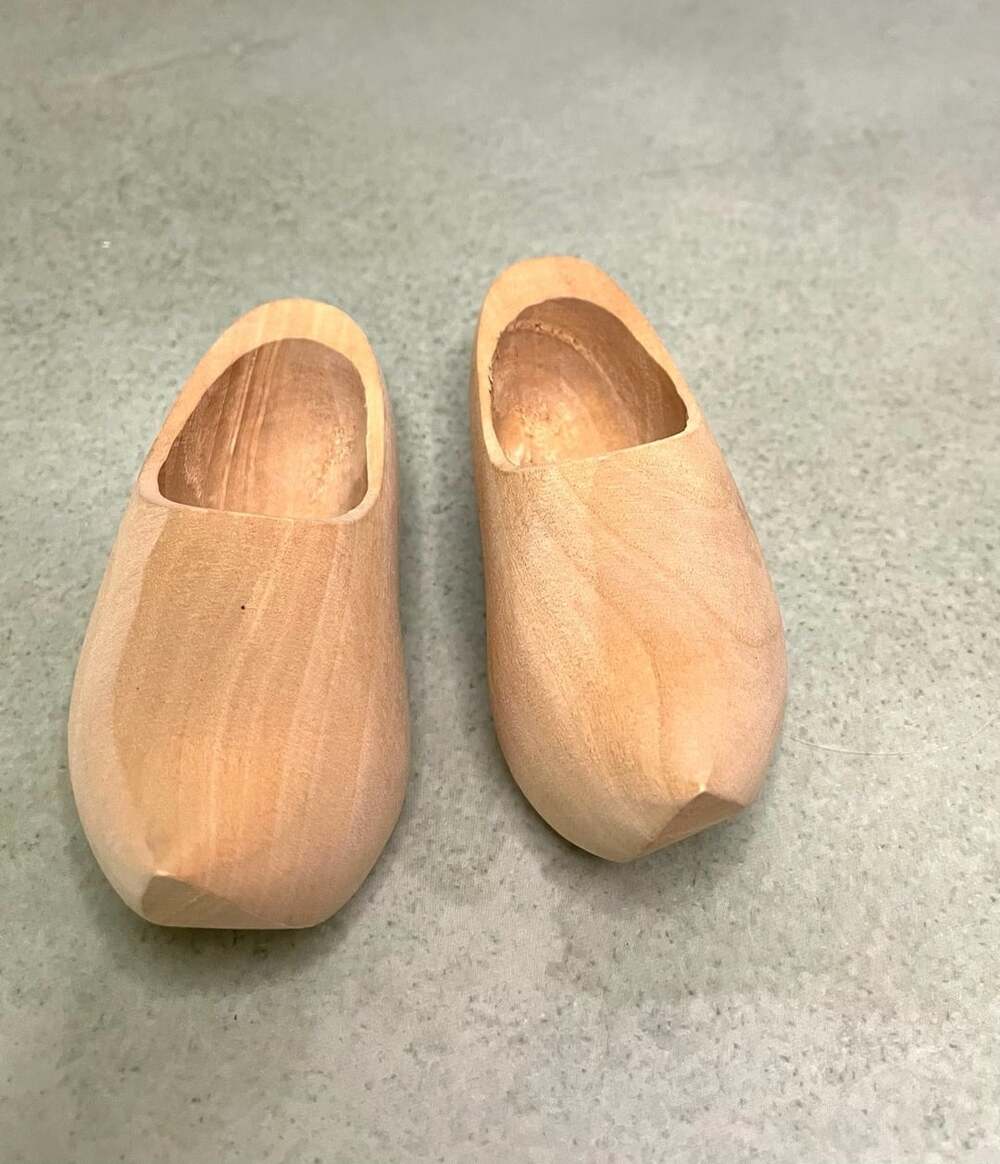 Handmade Dutch Wooden Clogs Unfinished Natural Wood Souvenir 3 Inches
